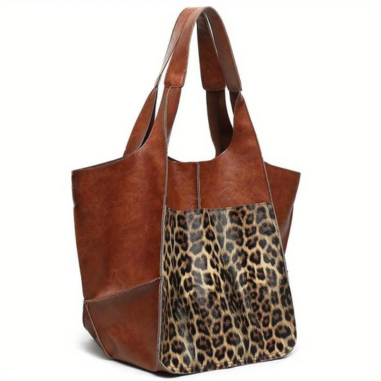 Ruime Leren Tote Bag met Elegant Design en Veilige Sluiting