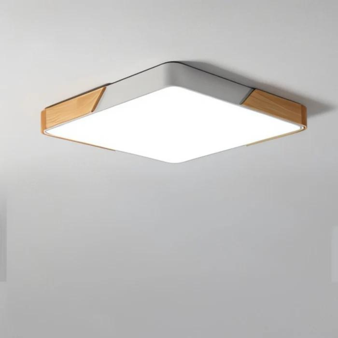 Moderne Plafondlamp met Hout en Metaal – Strak en Minimalistisch Design