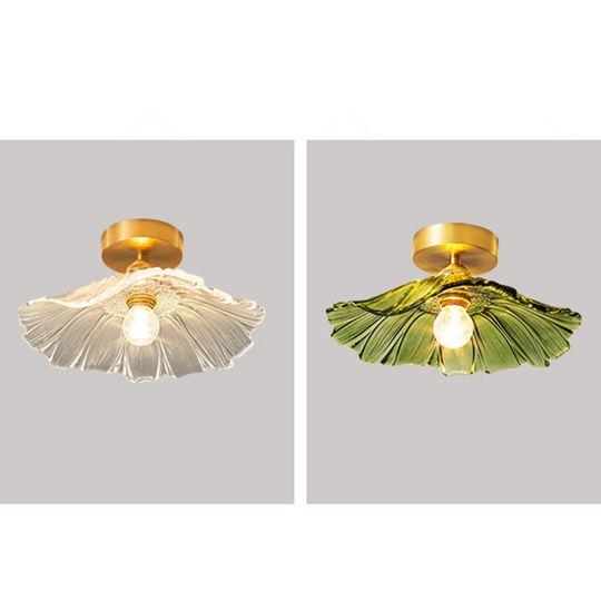 Art Deco Bloemvormige Plafondlamp van Glas voor Woonkamer