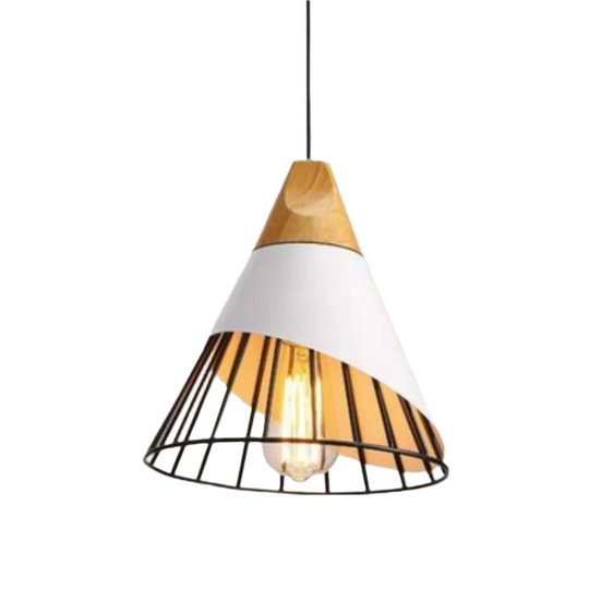 Industriële Houten Hanglamp in Scandinavische Stijl