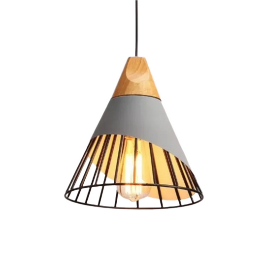 Industriële Houten Hanglamp in Scandinavische Stijl