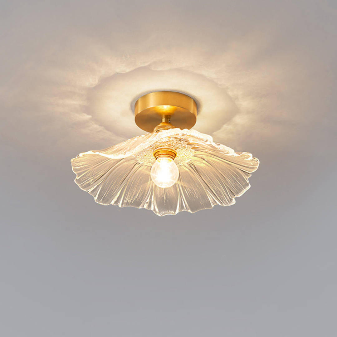 Art Deco Bloemvormige Plafondlamp van Glas voor Woonkamer