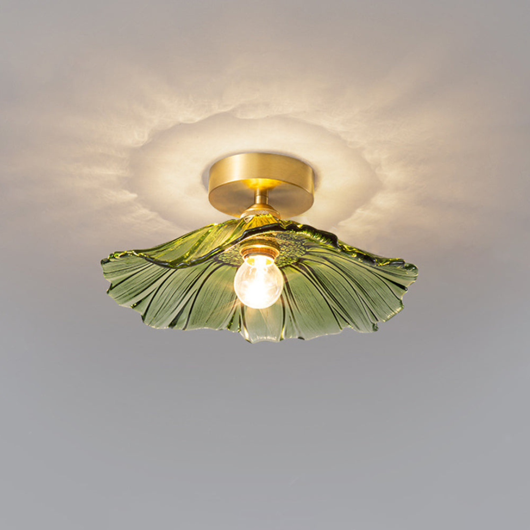 Art Deco Bloemvormige Plafondlamp van Glas voor Woonkamer