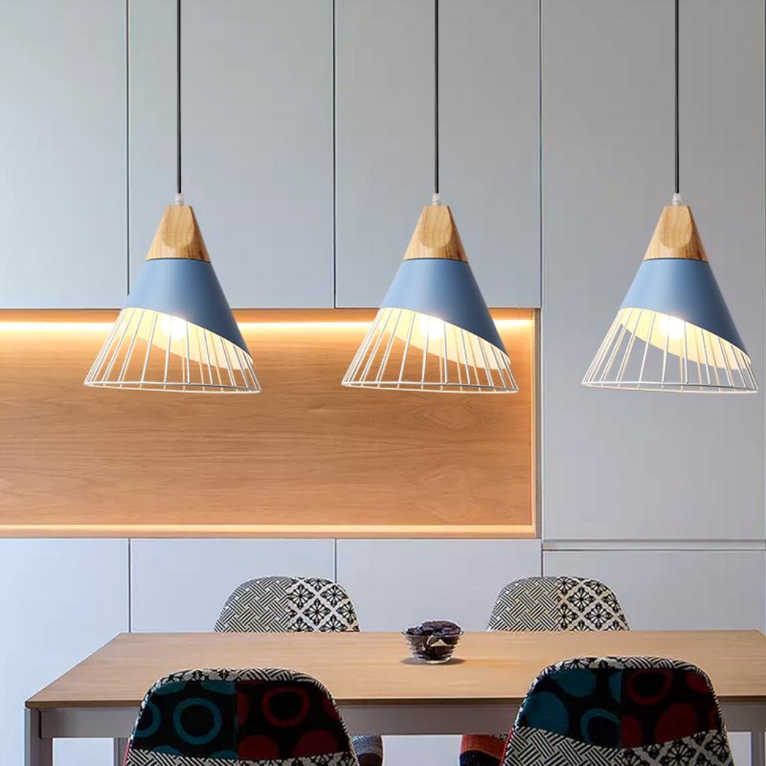 Industriële Houten Hanglamp in Scandinavische Stijl