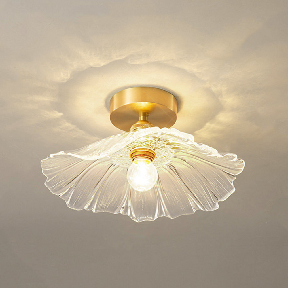 Art Deco Bloemvormige Plafondlamp van Glas voor Woonkamer