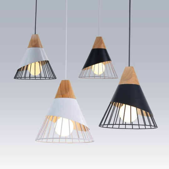 Industriële Houten Hanglamp in Scandinavische Stijl