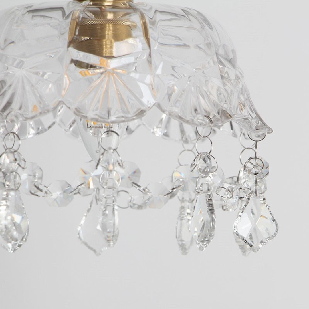 Vintage Kristallen Hanglamp met Glassteen