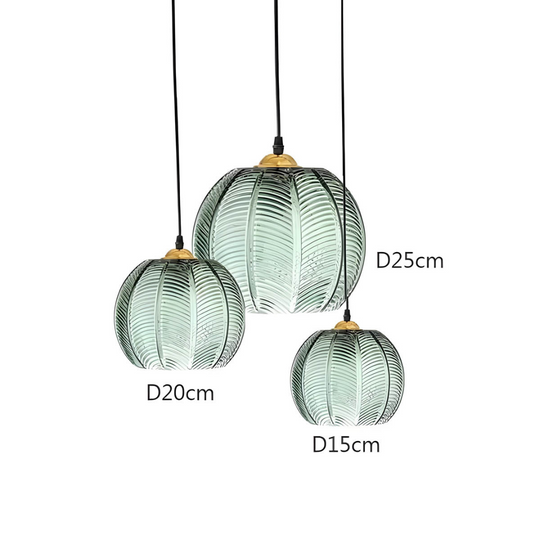 Retro hanglamp van ijzer en glas met LED-verlichting