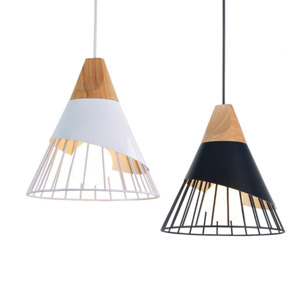 Industriële Houten Hanglamp in Scandinavische Stijl