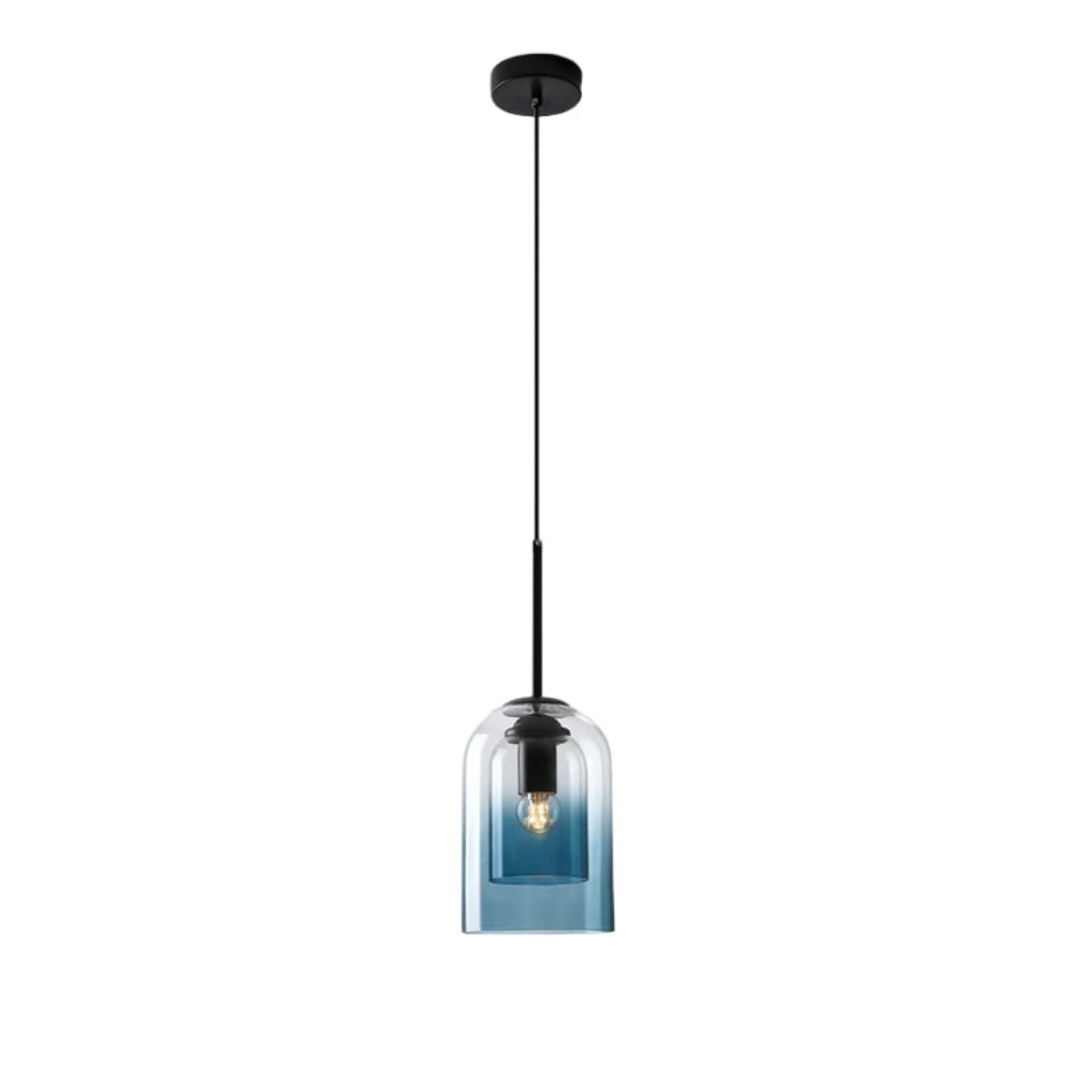 Mid-Century Hanglampen van Glas met Dubbele Kap