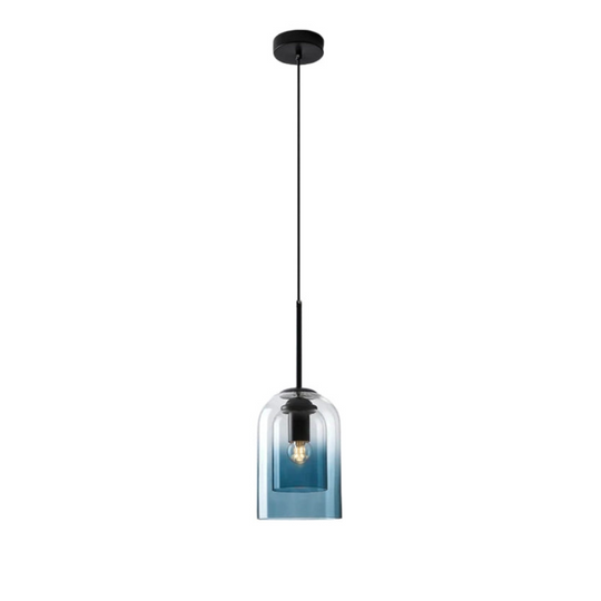 Mid-Century Hanglampen van Glas met Dubbele Kap