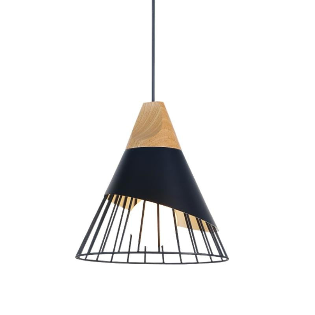 Industriële Houten Hanglamp in Scandinavische Stijl