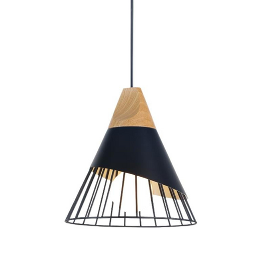 Industriële Houten Hanglamp in Scandinavische Stijl