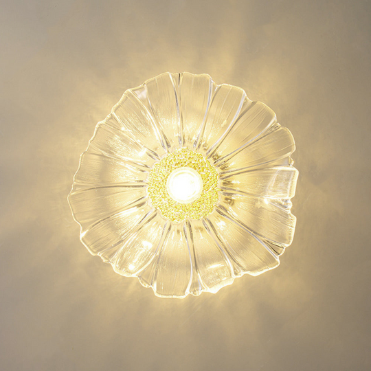 Art Deco Bloemvormige Plafondlamp van Glas voor Woonkamer