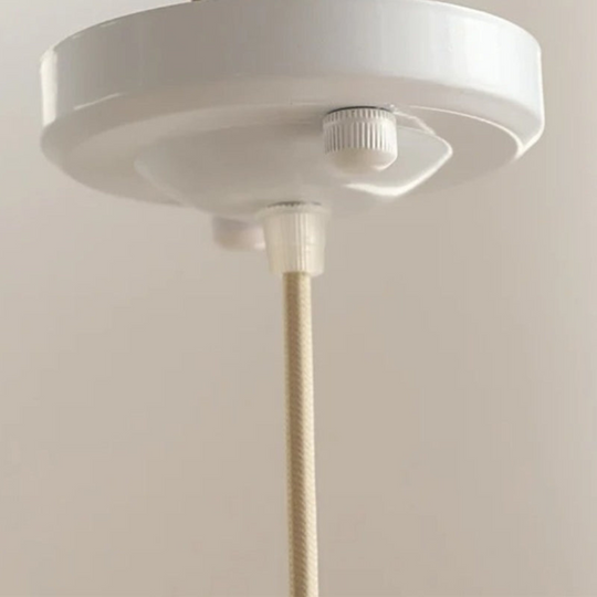 Witte Keramische Hanglamp met Geribbelde Kap