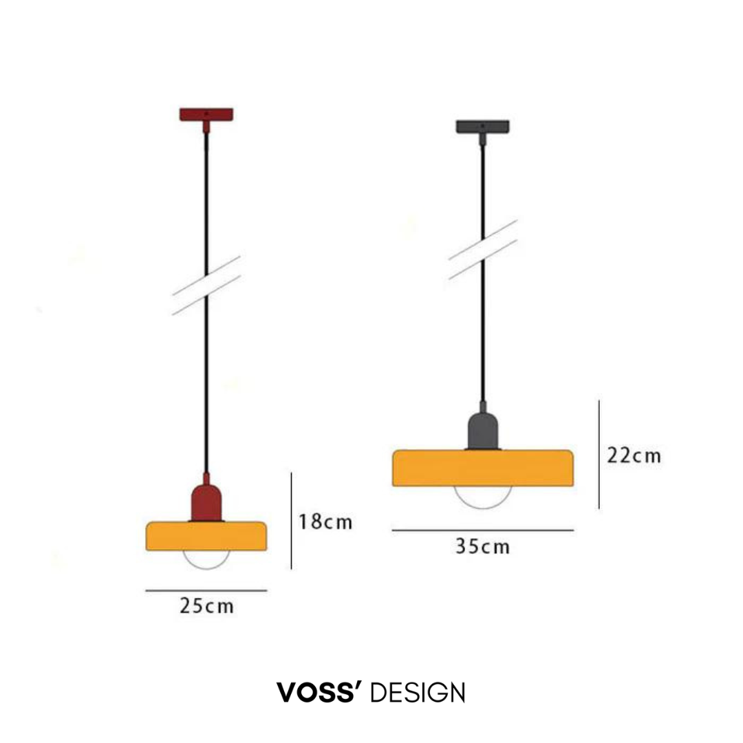 Voss' - Bauhaus Hanglamp - Gekleurd glas en modern design