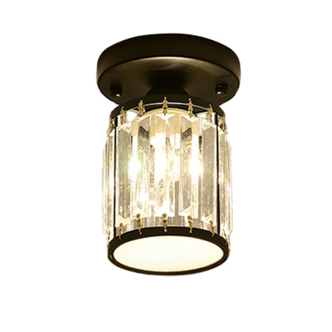 Kristal Foyer Plafondlamp - Modern Zwart/Goud Semi-Flush Design